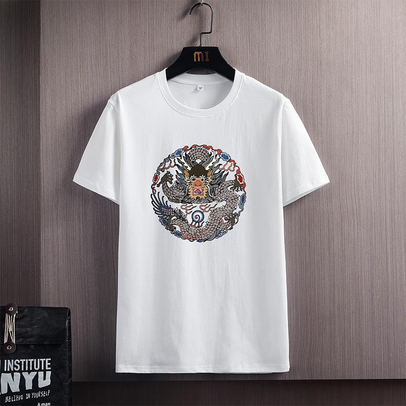 Uomo 's Manica Corta Girocollo Largo Estate Cotone 