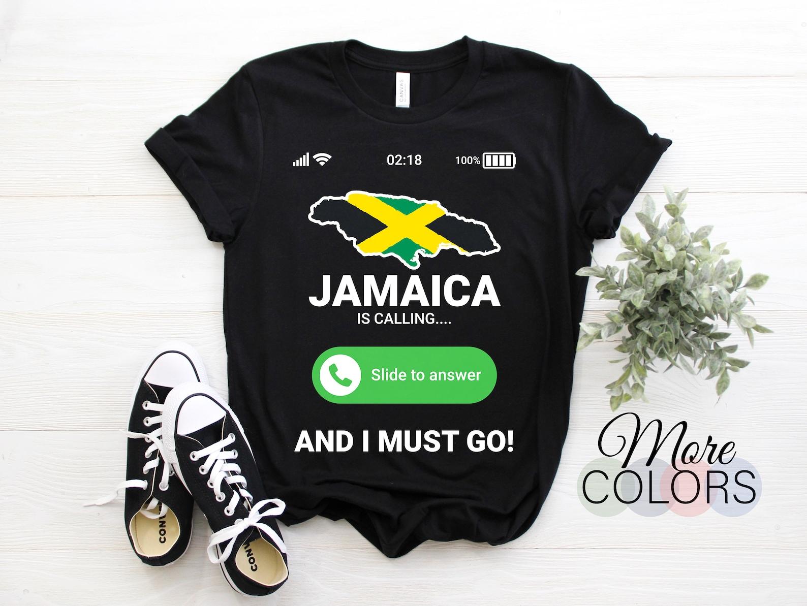 Jamaica Is Calling And I Must Go Bound Jamaican Flag Travel Vacation Holiday Funny T-Shirt, Perfect Gift Flying To The Island Of Jamaica, 100