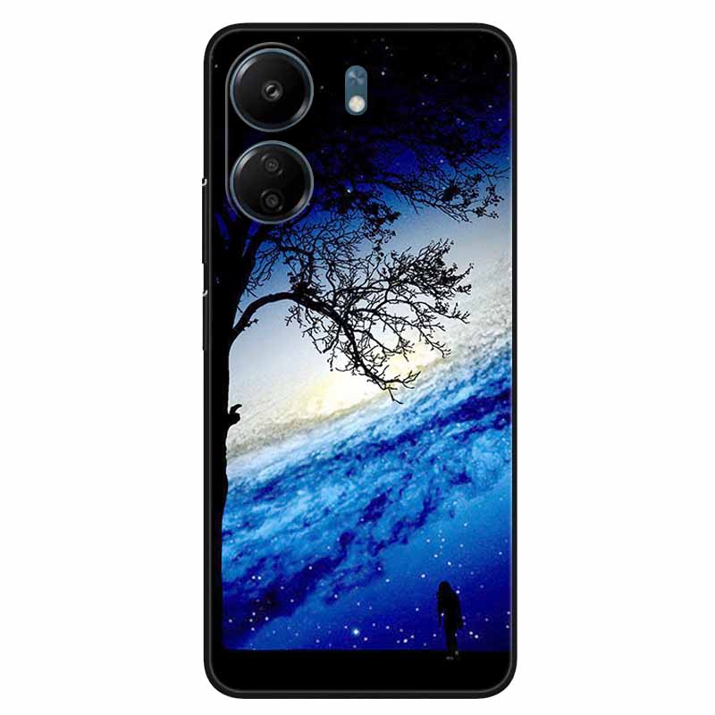For Xiaomi Redmi 13C 4G Case Animals Painted Black Bumper Silicon TPU Coque for Redmi13C 4G 13 C Shockproof Covers Wolf Soft Bag