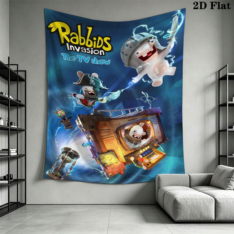 Rabbids Invasion Glow Wall Hanging Printed Fabric Blanket Decorative Tapestries for Bedroom Living Room Home Decor