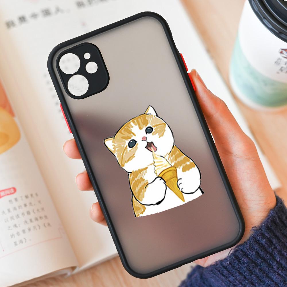 Süße Cartoon-Katze Handyhülle Für iPhone 17 16 15 11 12 14 13 Pro Max Mini X XS XR 7 8 Plus 16E Stoßfeste Harte Mattierte Hülle Fundas