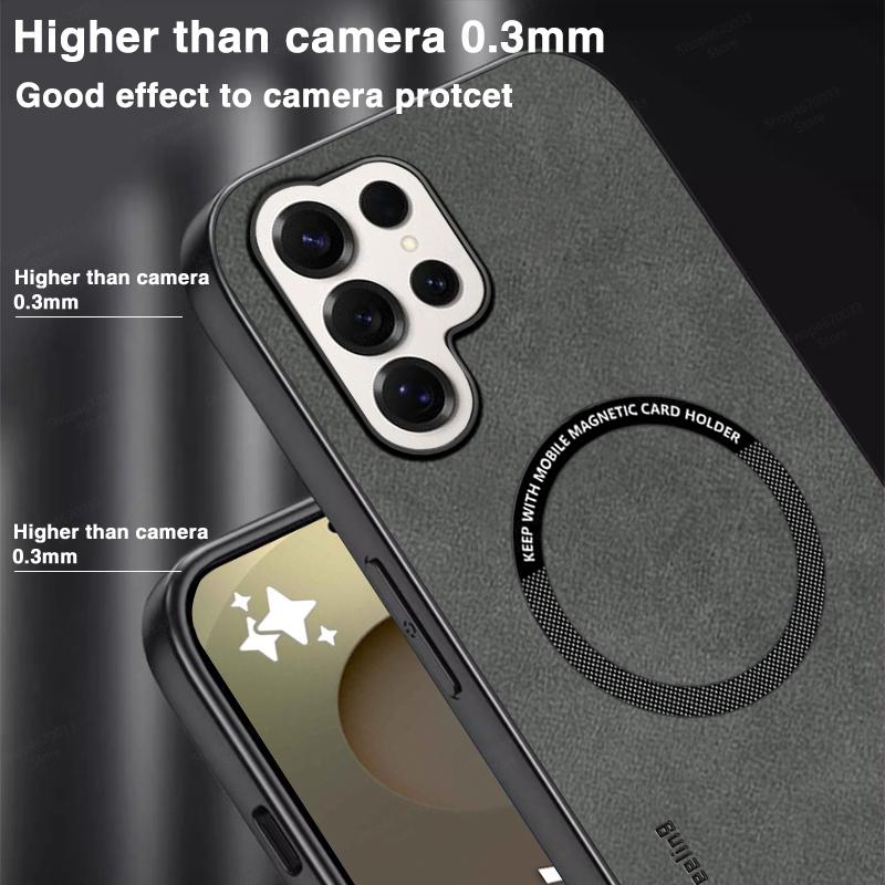 Handyhüllen aus Leder für Samsung S25 S24 S23 S22 S21 S20 Ultra Plus Edge FE Note 20 Ultra Stoßfest Für Magsafe Magnetische Hülle