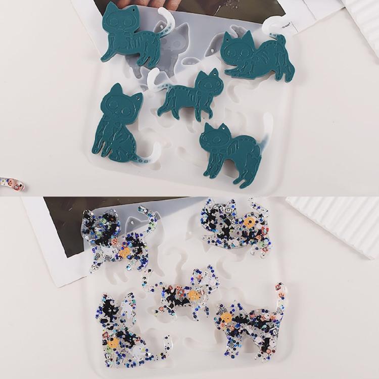 Halloween Cats Pendant Resin Epoxy Mold Individualized Cats Keychain Earrings Mold Animal Display Decors Epoxy Molds