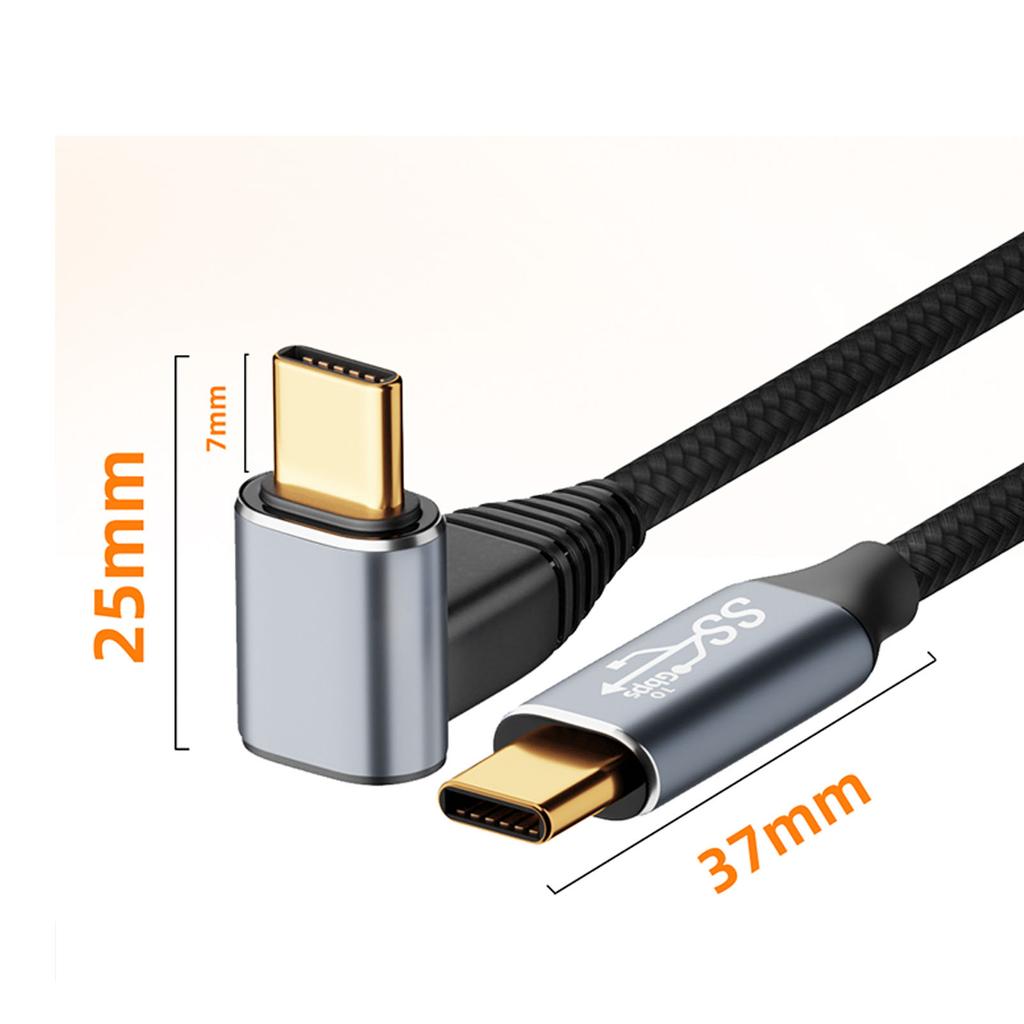 90 Degree USB C Cable 4K 60Hz Supports PD100W Type C 3.2 Gen2 Full Function USB C Fast Charging Cord for