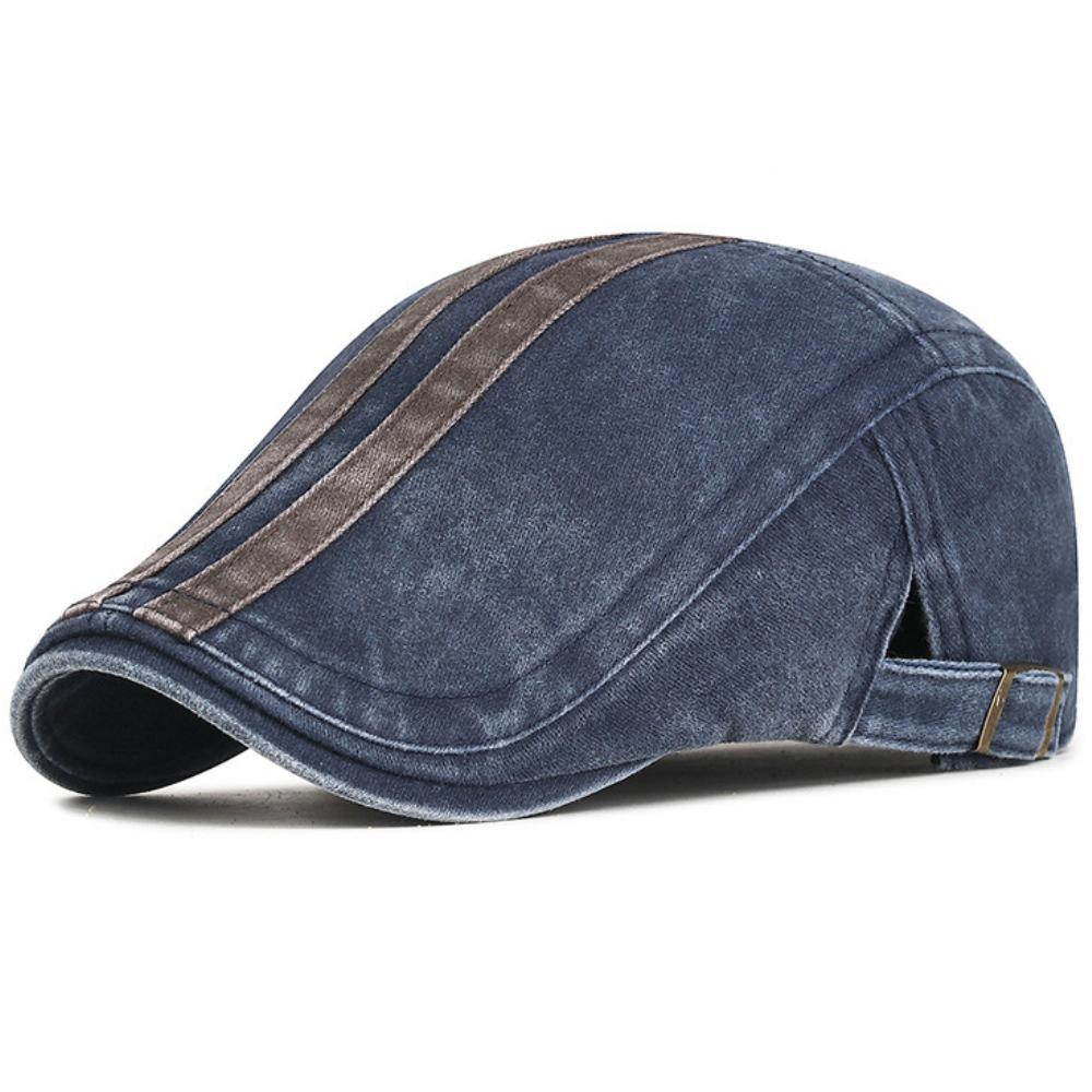 

HT4820 Berets Spring Summer Autumn Men Women Cap 100% Cotton Ivy Flat Cap Artist Painter Beret Hat Male Female Adjust Beret Cap 55-60cm Adjustable темно-синього кольору