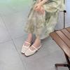 Fashion Women Slippers 2025 Summer Square Toe Retro Comfortable Breathable Half-slippers Flat Ballet Shoes Mary Jane Femme Zapatillas