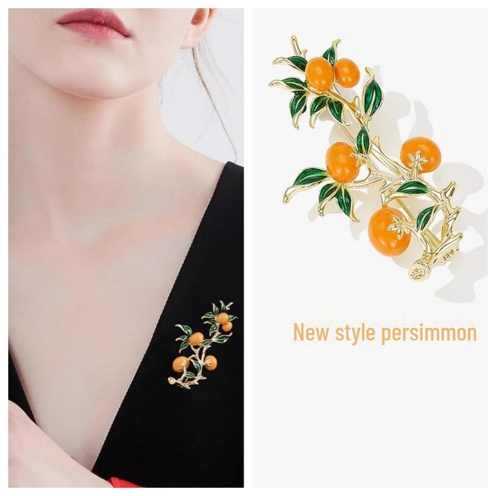 „Elegante Persimmon-Ruyi-Brosche für Damen – luxuriöse Anstecknadel für Anzug oder Mantel, perfektes Geschenk“