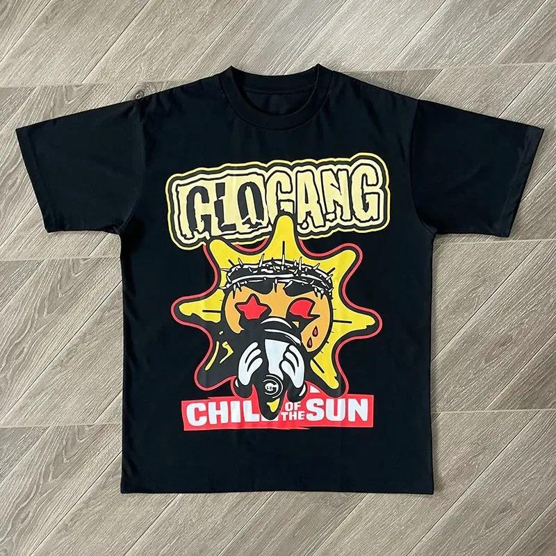 High-quality Summer Short-sleeved Men's Glo Gang Boyz Worldwide Tee Drinks Cartoon Men's Women's Cotton Short-sleeved T-shirts