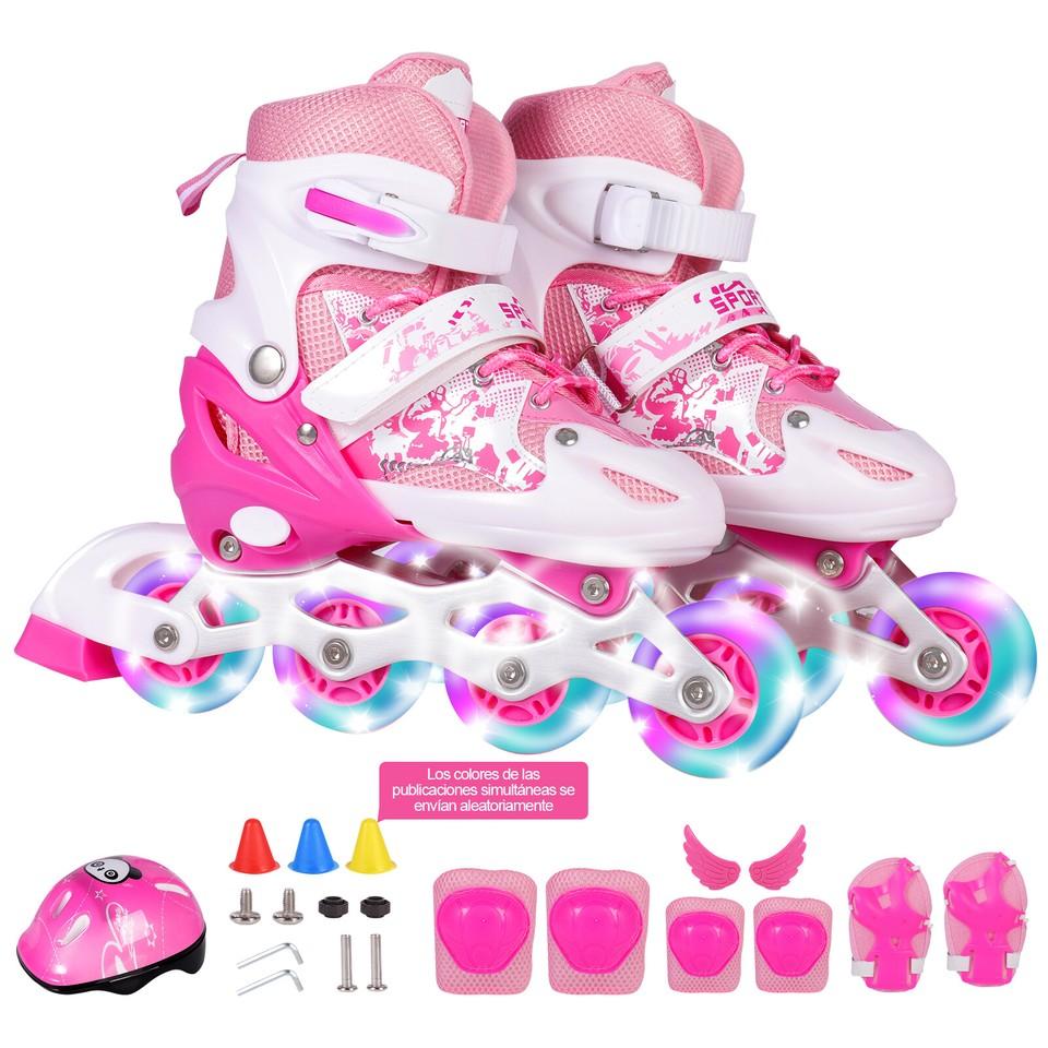 Children's Inline Skates Lighted Wheels Beginner Adjustable Roller Skate Set
