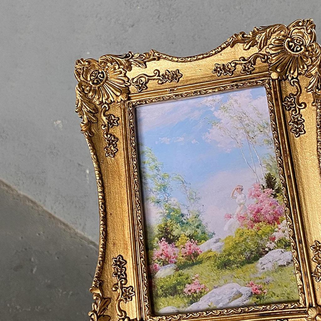 Vintage Picture Frame Ornate Tabletop Wall Hanging Floral Design Home Decor Antique for Wedding
