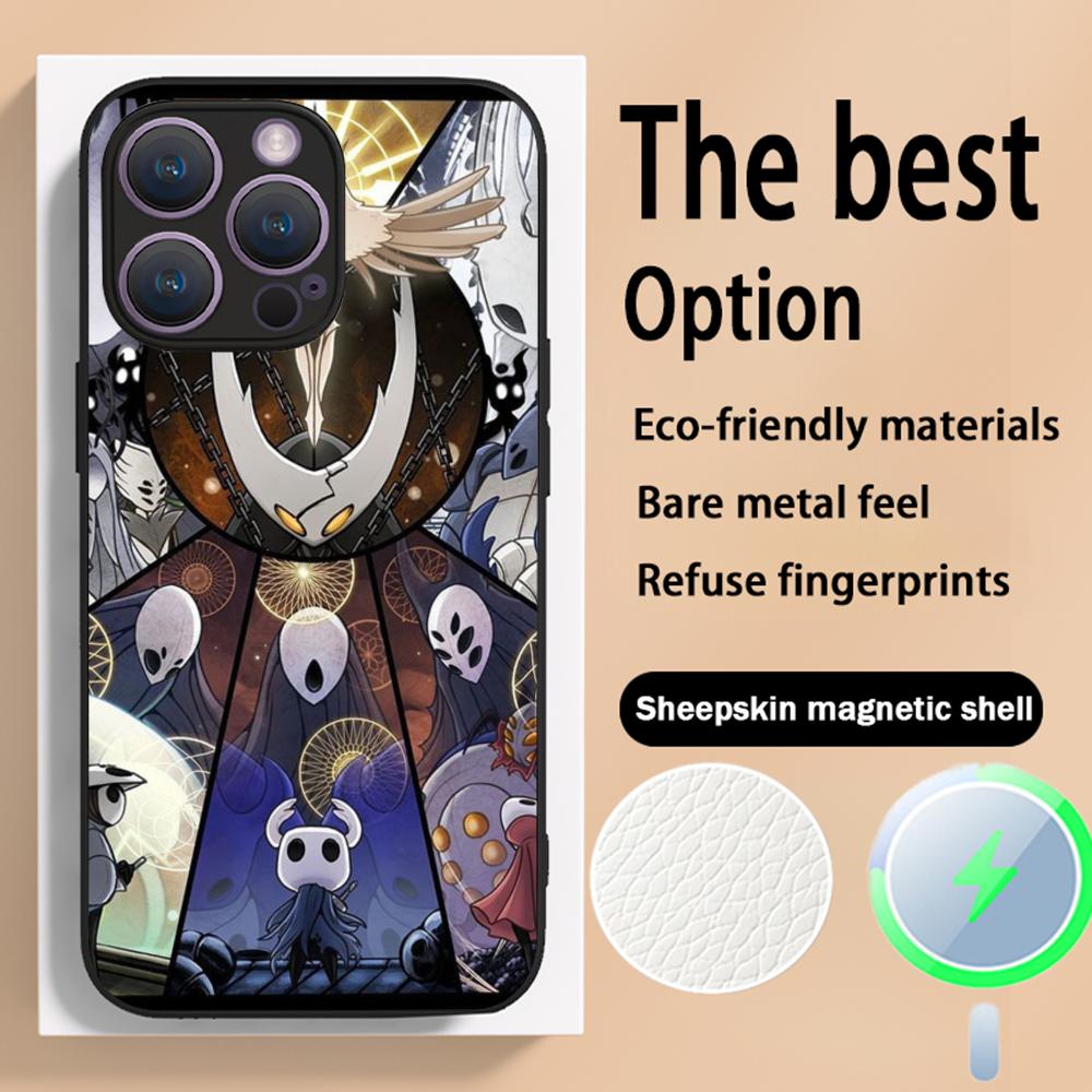 Super fashion Hollow Knights game Phone Case For iPhone 16 15 14 13 12 11 Plus Pro Max High-end Luxury Magsafe Sheepskin