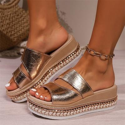 2024 Summer Ladies Slippers New 2024 Thick Sole Wedges Women's Sandals Designer High Heel Sandals Women Open Toe Fish Mouth Shoes