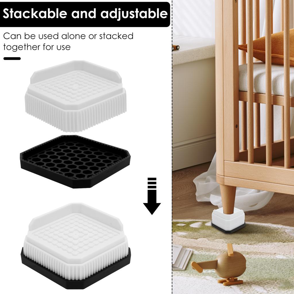 12 Pcs Stackable Furniture Riser PVC Non-slip Table Leg Riser with Half Enclosure Design Furniture Leg Accessories for Sofa Bed
