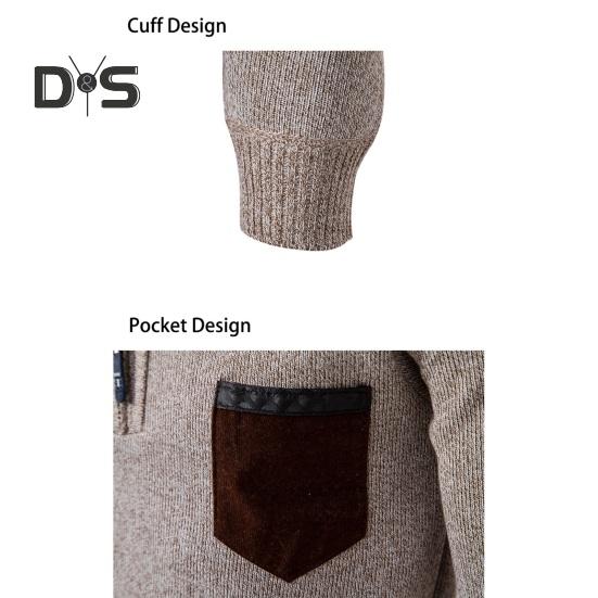 Podzim Zima Muži Svetr Zip Stojáček Límec Dlouhé Rukávy Pletený Pulovr s kapsou na hrudi Slim Fit Teplý Středně Délka Běžné Denní Top