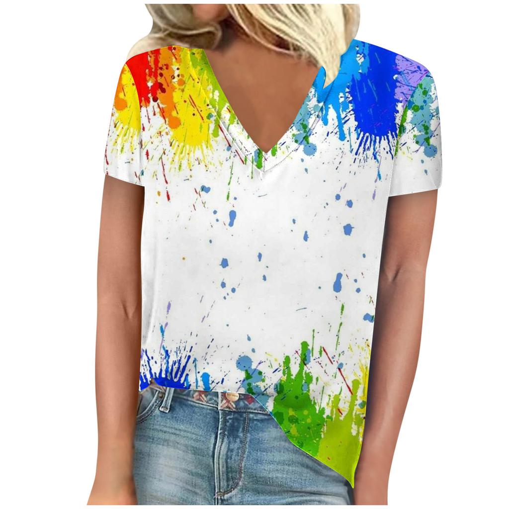 vintage women bee print t shirt short sleeve v neck tops comfortable t-shirts