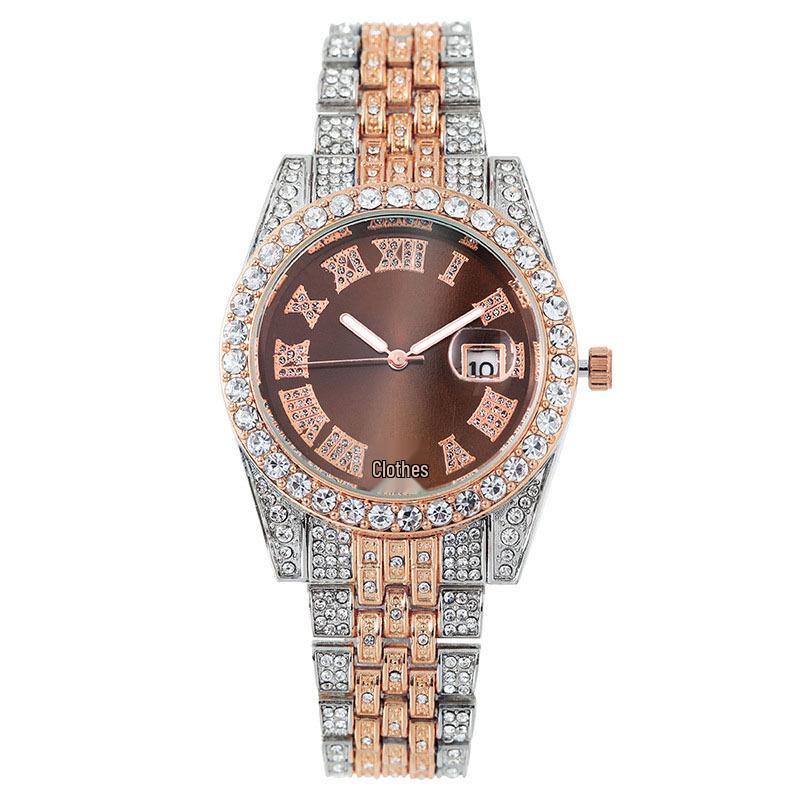 Roman Numeral Diamond Women's Quartz Watch - Fashionable New Design
