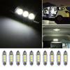 10PCS 36MM 12V 3 SMD 5050 LED Festoon Dome Car Light Bulbs Interior Lamp White
