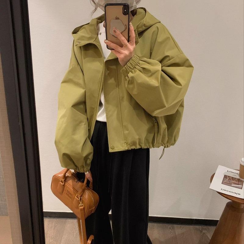 Hooded Jacket for Women in Spring and Autumn Short Jacket Fashionable Versatile Casual Loose Jacket