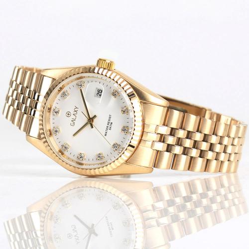 [GALAXY] GALAXY 5 ATM Couple Men's Metal Wristwatch QT7013MD