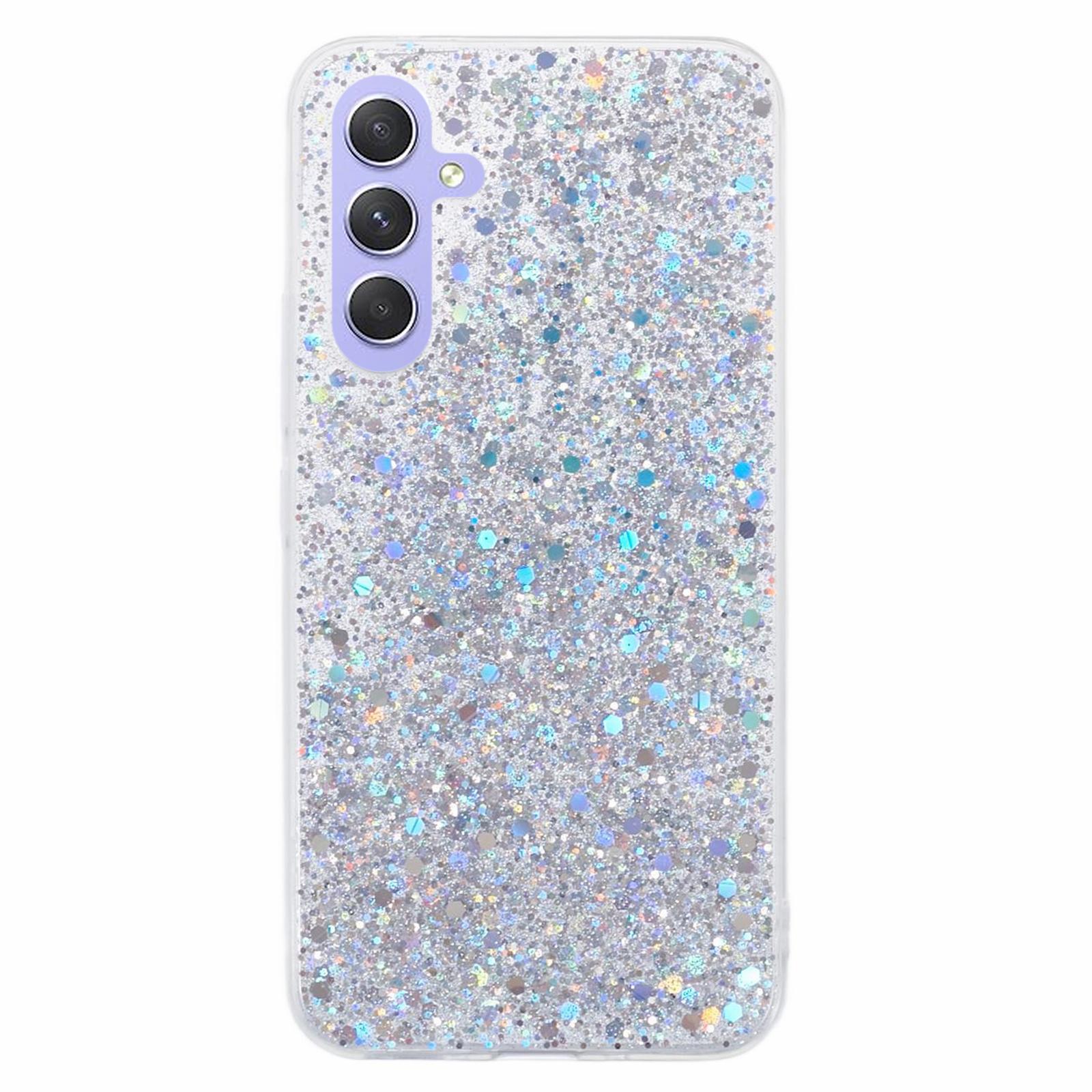 

For Samsung Galaxy A56 5G Case Shockproof Soft TPU Phone Cover Glittery Design Silver