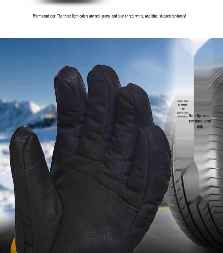 Electric Heated Winter Ski Gloves: Outdoor Thick, Warm, Rechargeable Heating for Cycling