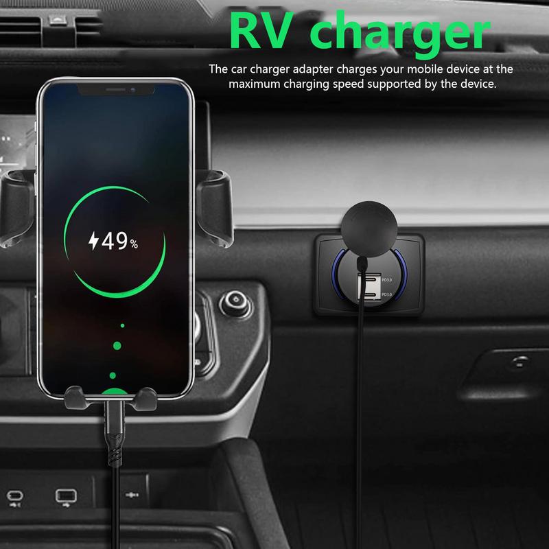 Duals USB Car Quicker Charger Socket Adapter 5V/3.1A Car Fast Charger With LED Light For Bus RV Boat Car Truck Motorcycle
