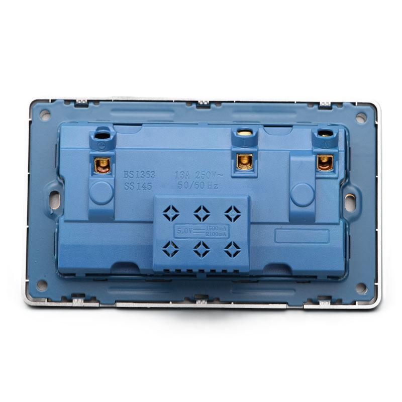 Wall Power Usb Socket 5V 2.1A Double Usb Charger Port Led Indicator 146Mm*86Mm Uk Standard Switch Control 13A Outlet