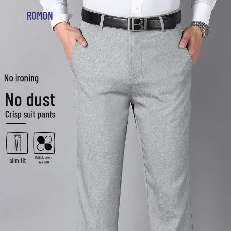 Luomeng Men's Anti-Wrinkle Straight Leg Dress & Casual Pants