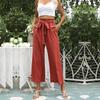 Women's Fashion Casual Solid Color Print High Waist Pants & Capris