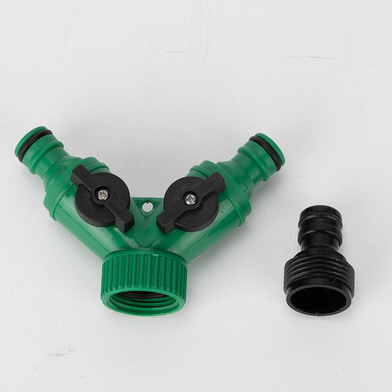 Y-Shaped Quick Connect Valve: 3-Way 4-Point/6-Point 1-Inch Soft Hose Tee Diverter with Switch and Nipple Connector Accessories.