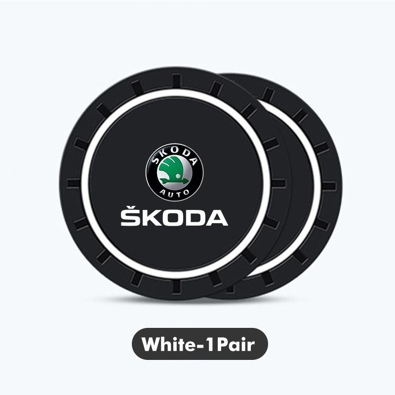 KEOW9 2pcs Silicone Car Coaster Water Cup Bottle Holder Mat Anti-Slip Pad For Skoda Fabia 1 2 Octavia a7 RS Superb Rapid Yeti Karoq