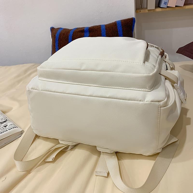 Letter Embroidered Backpack Contrast Color Student Schoolbag Female Campus Backpack