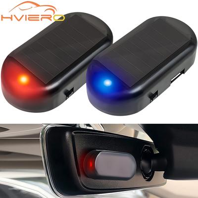 Luzes de segurança movidas a energia solar para carro, alarme falso, aviso sem fio, lâmpadas de cuidado antirroubo, luzes decorativas de imitação de LED piscando