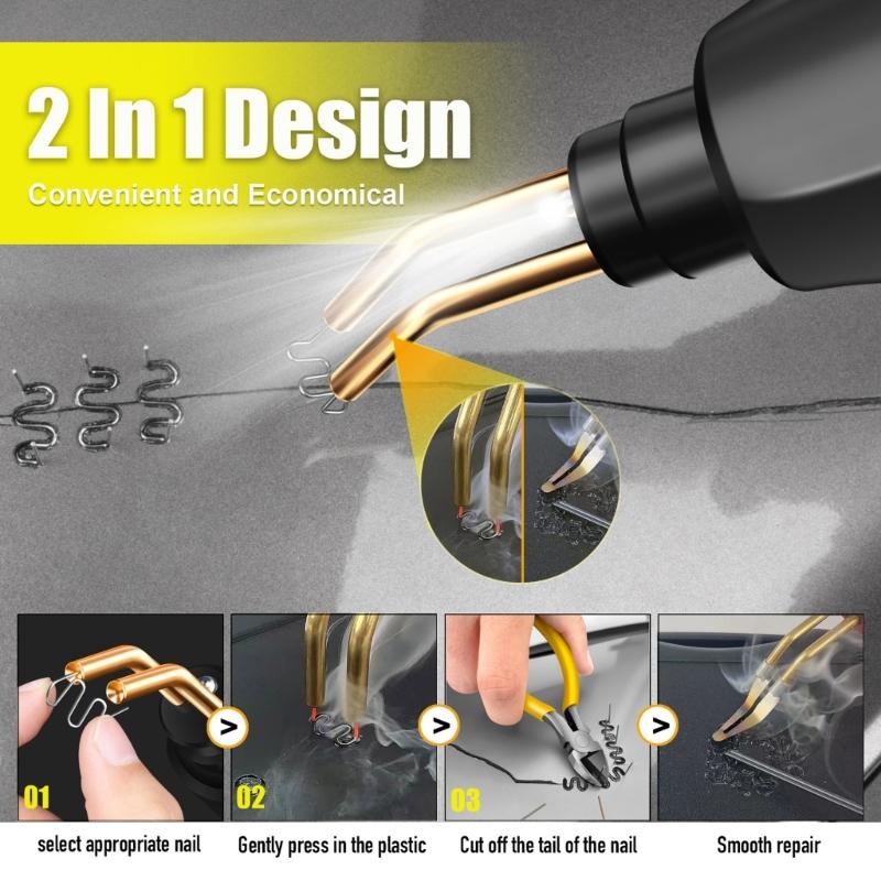 Efficient 70W Plastic Welding Kit Repair Set Quick Heating, 4 Different Staple, LED Lights for Welding Broken Plastics