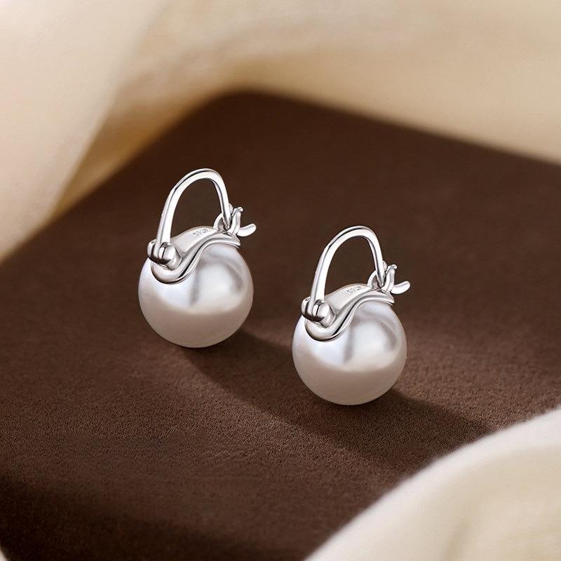 Luxury 925 Sterling Silver Pearl Stud Earrings For Women Jewelry