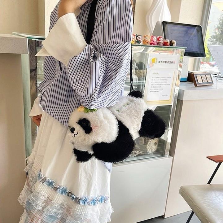 Animal Fluffy Panda Shape Plush Single Shoulder Crossbody Bag Gifts Fashion