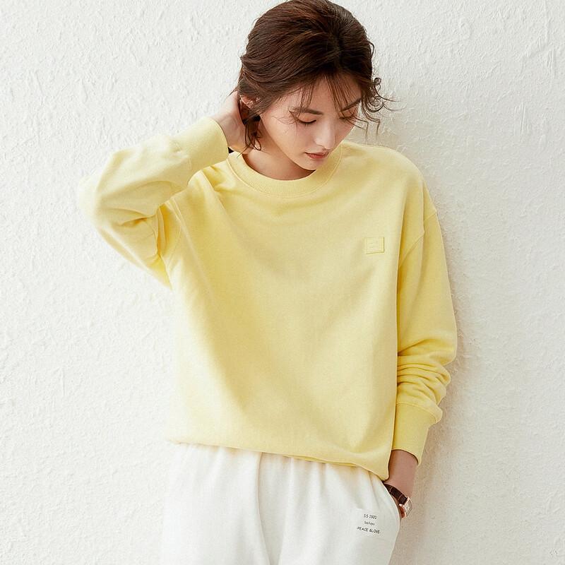 Women's Apricot Loose Fit Round Neck Sweatshirt