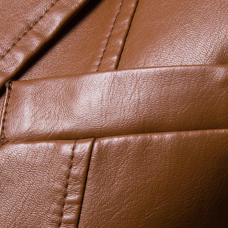 Men's Slim Fit Turn-Down Collar PU Blazer Leather Jacket