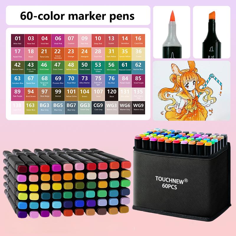 40/60/80/168 Colors Alcohol Markers Set Soft Brush Dual Tip Permanent Art Sketch Markers for Adult Artists Drawing Coloring