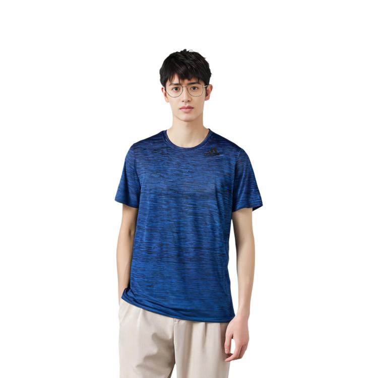 Adidas T Shirts Men's Royal Blue Crew Neck Moderate Straight Fit GC8410
