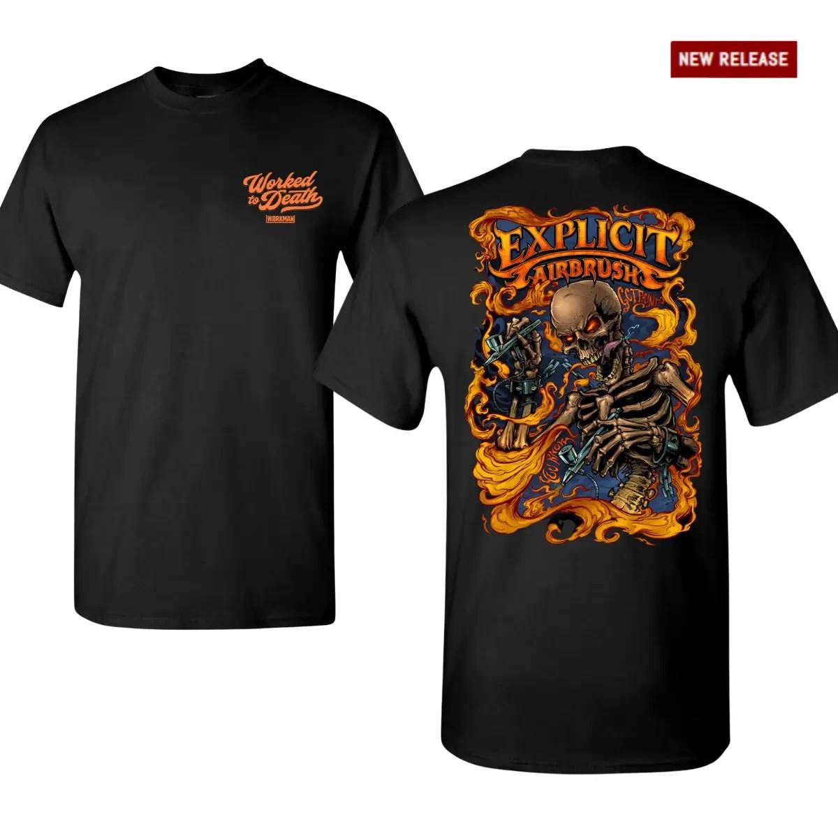 

Explicit Airbrush Tattoo Artist T-Shirt, Skull Airbrush Painter Graphic Tee 5XL різнокольоровий