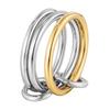Stainless Steel Contrasting Three-ring Ring, Titanium Steel Electroplating Advanced Sense Ring, Women's Niche Accessories