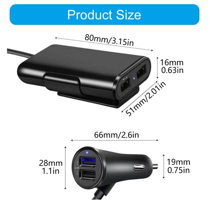 Super Fast Quick Charging 4USB 24W QC3.0 Car Charging, Fast Charging Adapter with LED for Phones and Tablets