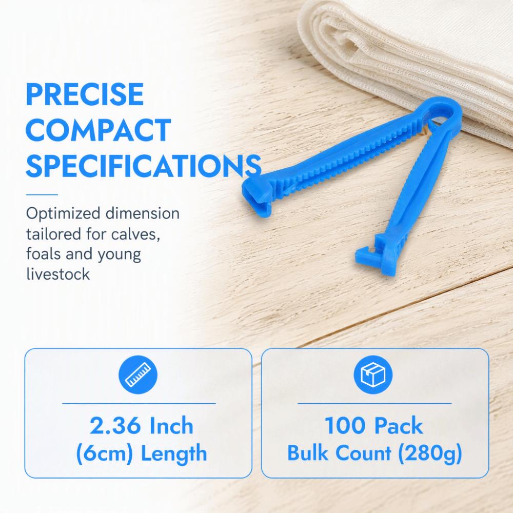 100pcs Non-Toxic Disposable Umbilical Cord Clamp Blue Umbilical Cord Clamp Livestock Pups