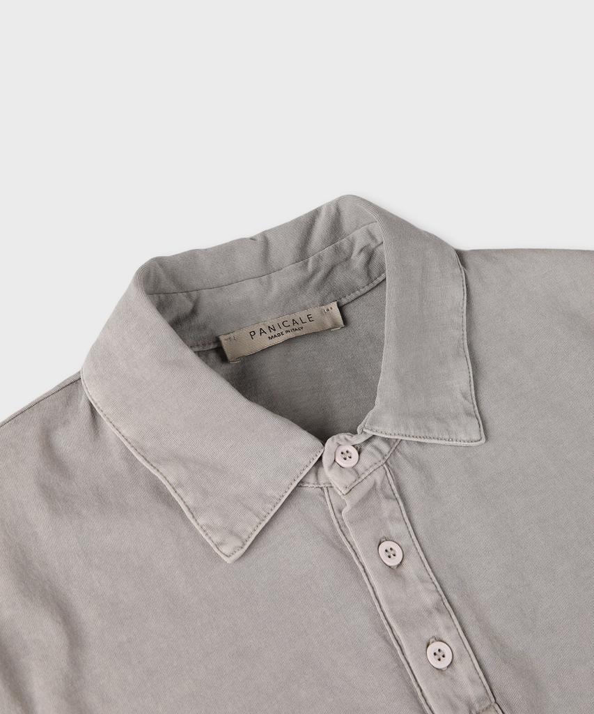 PANICALE Gray Vintage Dyed Short Sleeve Polo Shirt