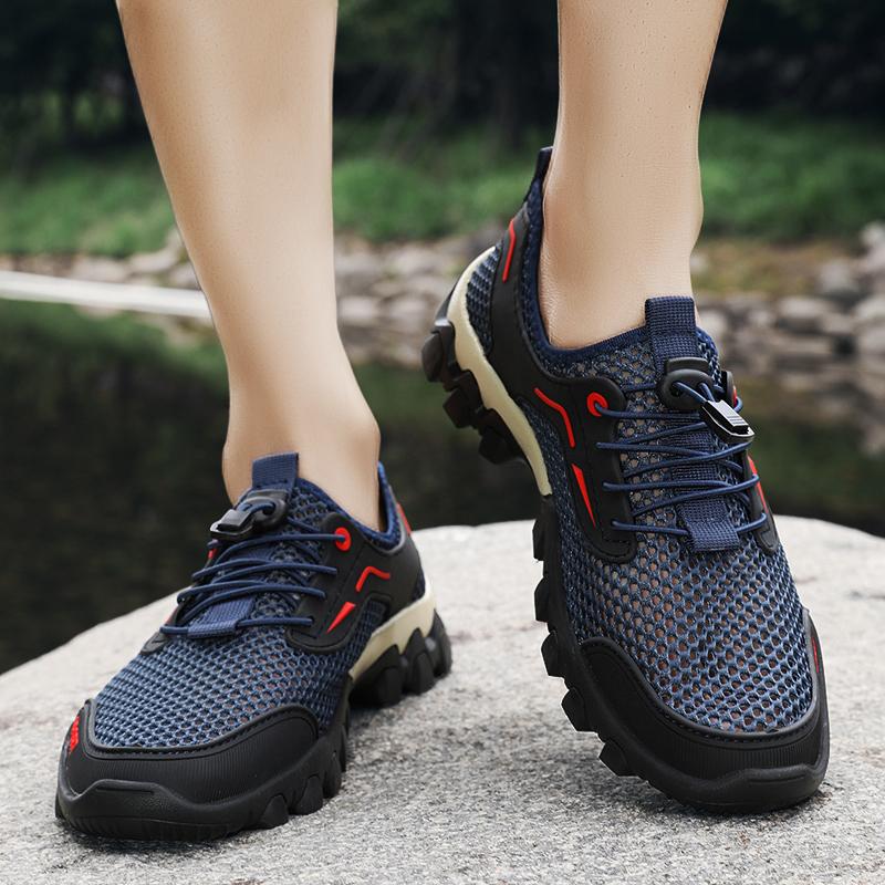 Summer Men'S Mesh Sports Shoes Fashion Mountaineering Breathable Lightweight Anti Slip Shoes Outdoor Travel Running Casual Shoes