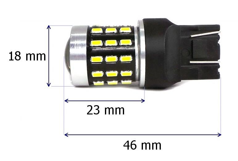 2 Pcs LED Bulb 7443, W21/5W 12-24V CANBUS 1800lm White with Off-Road Lens