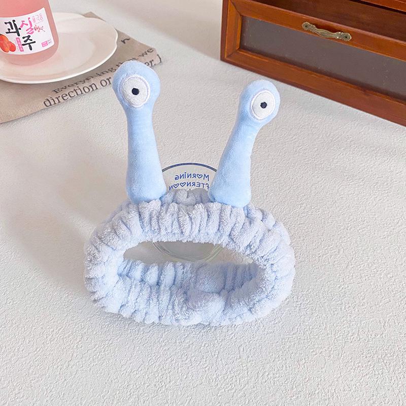 Snail Plush Alien Eye Headband & Hair Tie for Makeup and Face Wash