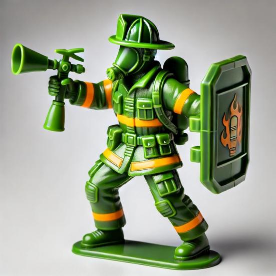 Green Fireman Figurine Mini Firefighter Soldier Resin Statue Sculpture Model Toy Home