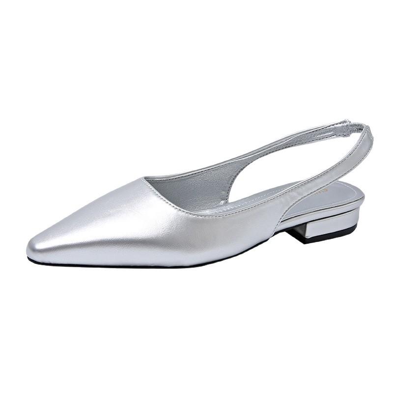 Französische Taschenkopf-Sandalen Damenschuhe 2025 neu Sommer atmungsaktiv vielseitig kleiner Absatz eckiger Kopf Promi-Temperament Einzelne Schuhe